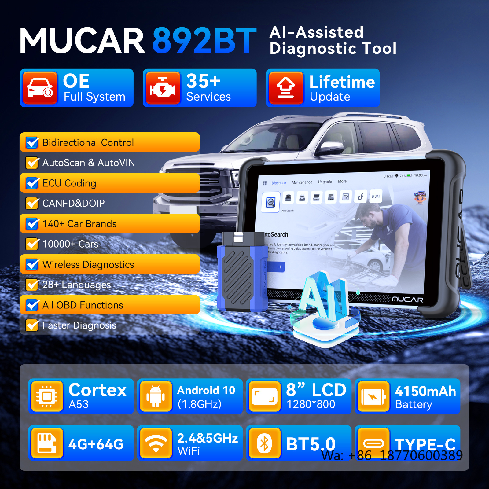 MUCAR 892BT AI Intelligent Dia - Obd2 Scanner 评论和价格